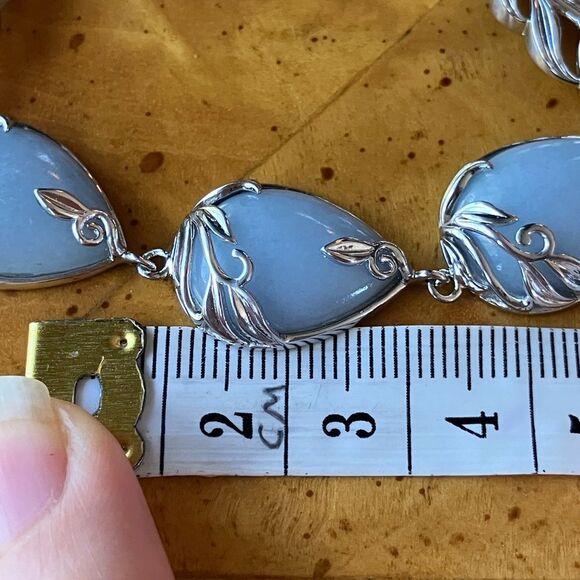 Natural Angelite Sterling Silver Bracelet - Picture 3 of 9